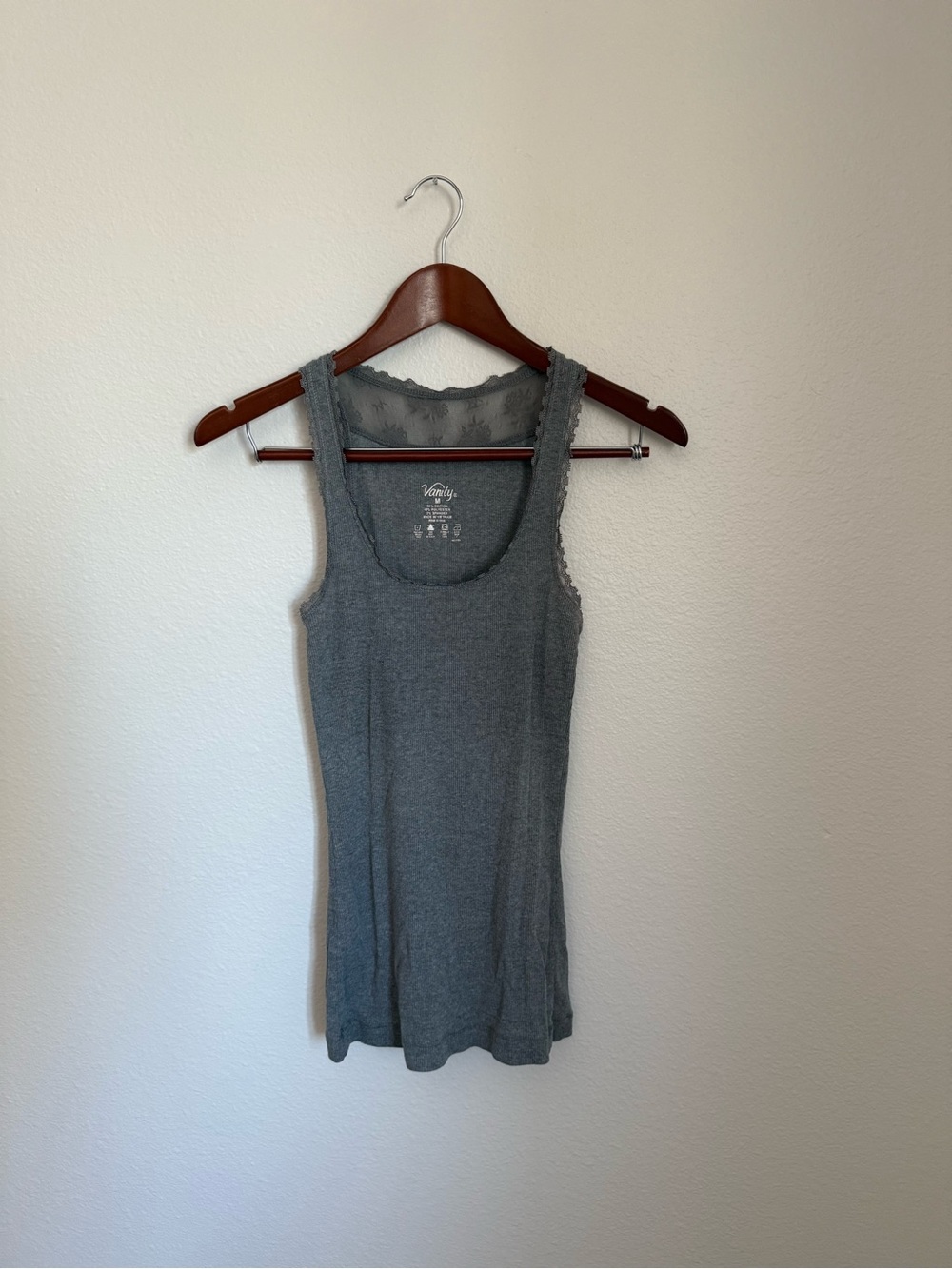 Vanity Grey Lace-Trim Tank Top